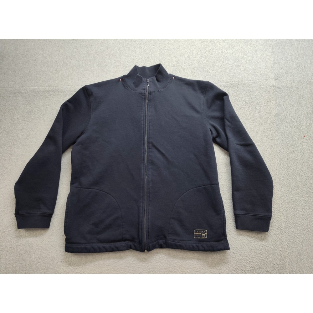 Lauren Ralph Lauren Men Sweatshirts M Navy Blue Mock Neck Full Zip Logo Casual